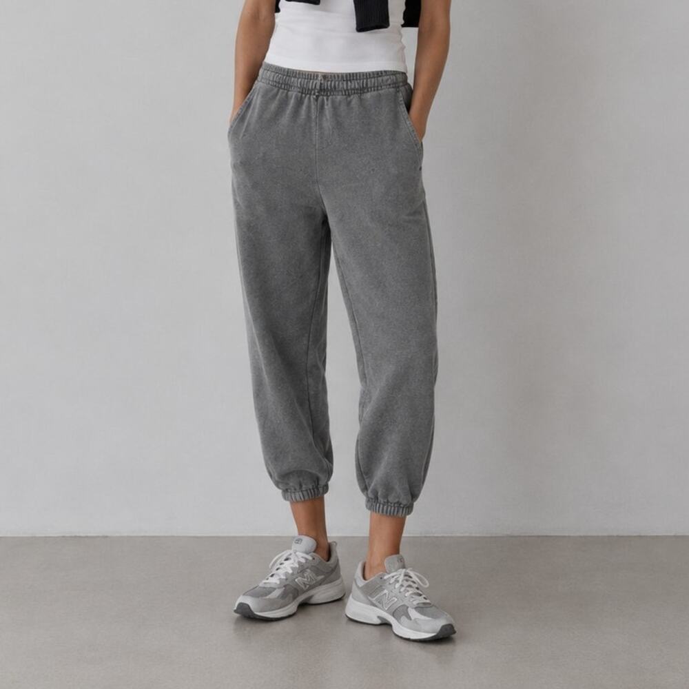 The Great Staduim Sweatpants Womens 0 Gray Cotton Relaxed Cropped